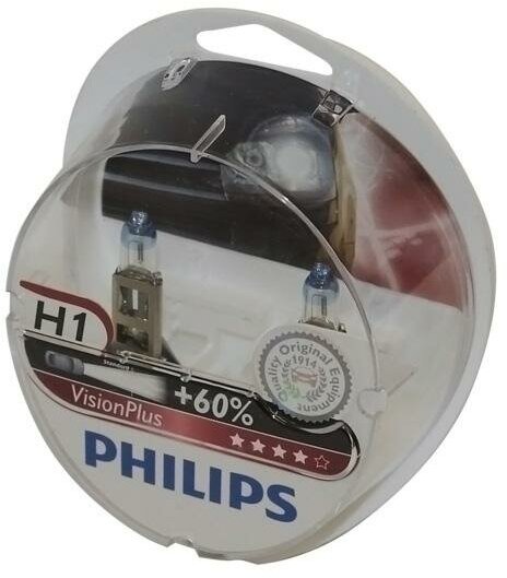 Лампа автомобильная галогенная Philips Vision Plus + 60% 12258VPS2 H1 55W P145s