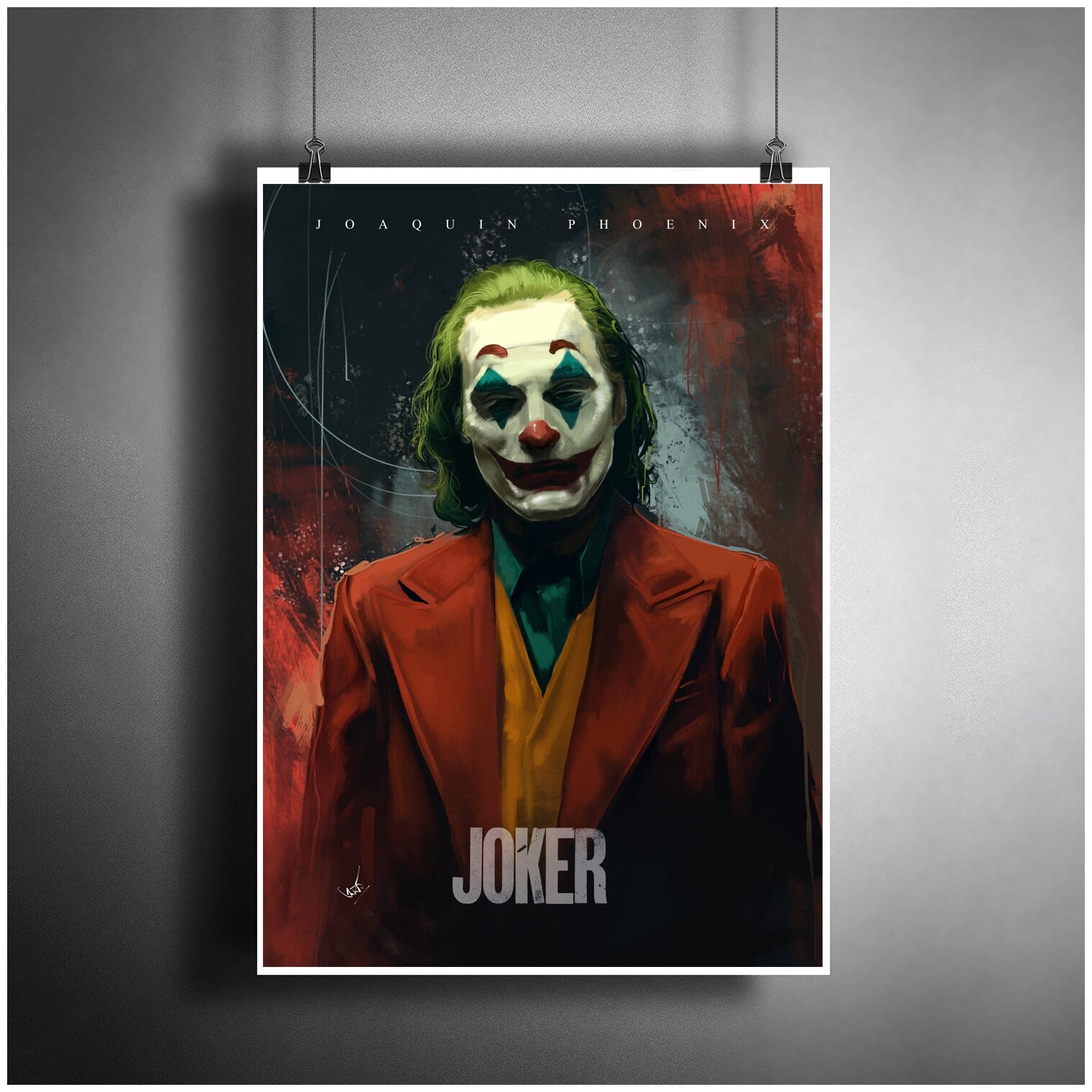 Постер плакат для интерьера "Фильм: Джокер. Актёр Хоакин Феникс. Joker. Комиксы DC" / Декор дома. A3 (297 x 420 мм)