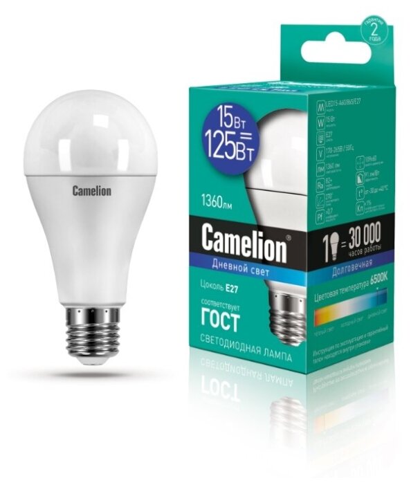 Светодиодная лампа Camelion LED15-A60/865/E27