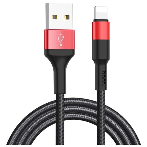 USB кабель для iPhone 5/6/6Plus/7/7Plus 8 pin 1.0м HOCO X26 (черный/красный) кабель aux 3 5 3 5 мм п п hoco upa16 2м желтый