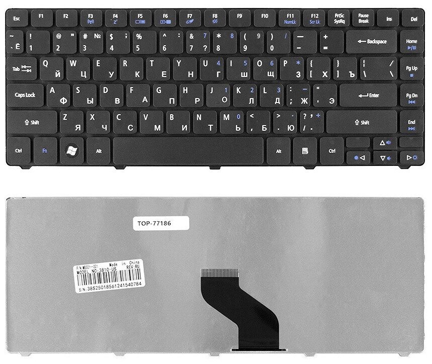 Клавиатура для ноутбука Acer Aspire 3810T 3820T 3410T 4810T 4410T 4736G 4741G (p/n: AEZQ1R00010 9J. N1P82.11D 9J. N1P82.21D)