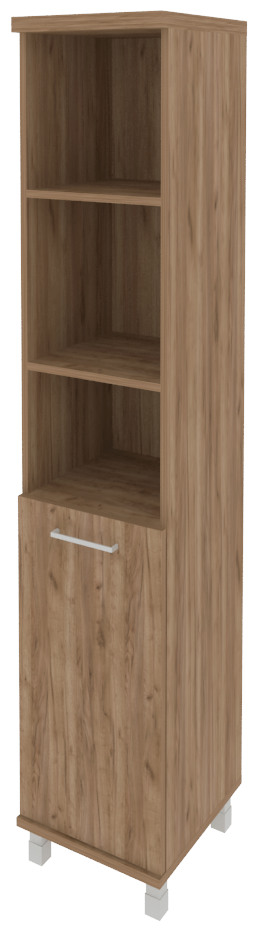 Шкаф для документов высокий узкий правый (1 низкая дверь ЛДСП) FIRST KSU-1.1R 400*430*2060 Дуб Табак