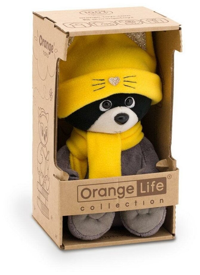 Orange Toys Мягкая игрушка "Енотик Дэйзи: Шапка Котенок", 20 см - фото №2