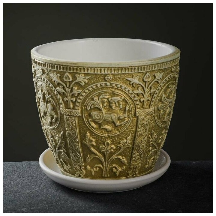 фото Горшок цветочный Былина оливковый бутон номер 3 объем 2,15 л