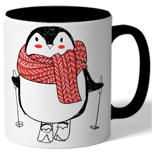 фото Кружка цветная - пингвин на лыжах drabs