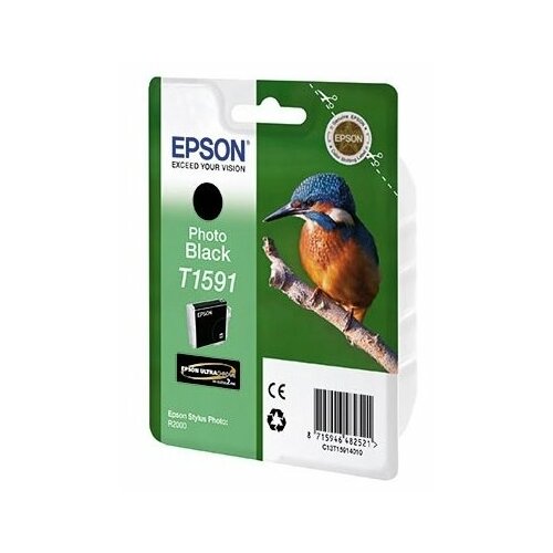 Картридж Epson C13T15914010, 850 стр, черный картридж myink t1591 epson st photo r2000 черный для струйного принтера совместимый