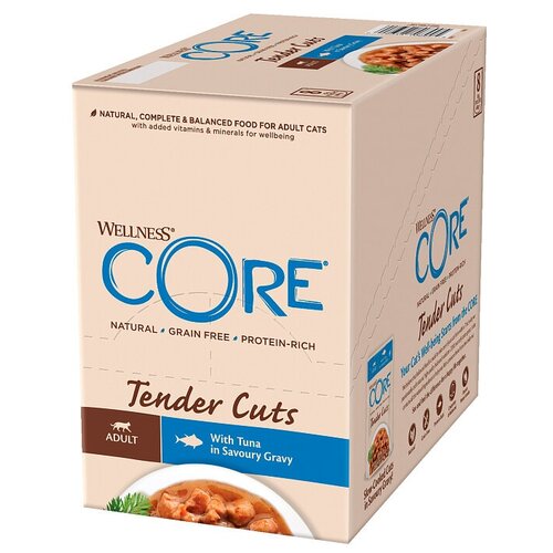 Wellness Core Tender Cuts 8 шт. х 85 г. для кошек полнорационный консервированный корм с тунцом в виде нарезки