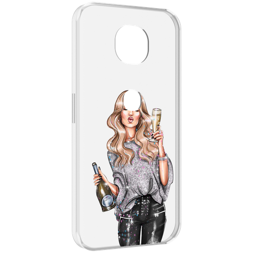 Чехол MyPads красивая-любительница-шампанского женский для Motorola Moto G5S (XT1799-2) задняя-панель-накладка-бампер