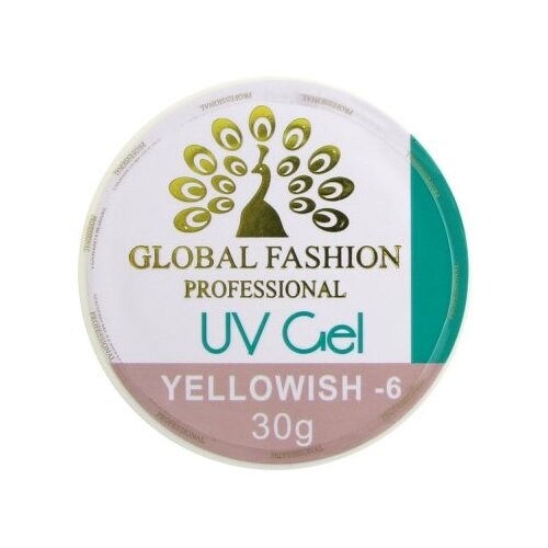 Global Fashion гель Yellowish однофазный камуфлирующий для наращивания, 30 мл, Yellowish-6 global fashion камуфлирующий гель для наращивания и моделирования ногтей yellowish 4 30 гр