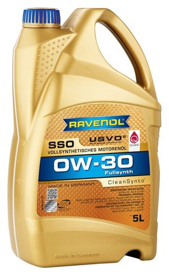 Синтетическое моторное масло RAVENOL Super Synthetic SSO SAE 0W-30, 5 л, 4.7 л