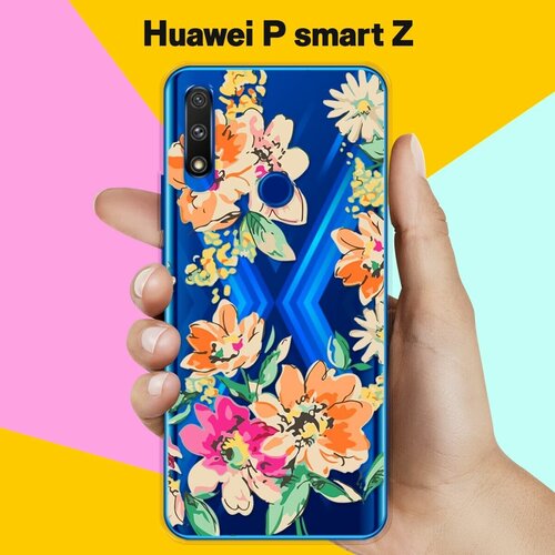 силиконовый чехол цветы оранжевые на huawei p smart 2021 Силиконовый чехол Цветы оранжевые на Huawei P smart Z