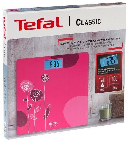 Весы напольные Tefal Classic PP1531V0, электронные, до 160 кг, розовые - фотография № 4