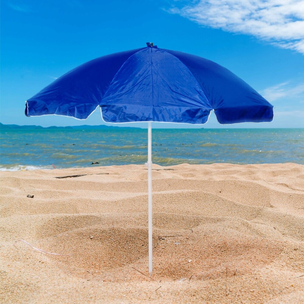 Зонт пляжный с наклоном d=220, стойка 30/33мм, полиэстер 210D, синий 1-2. SALE