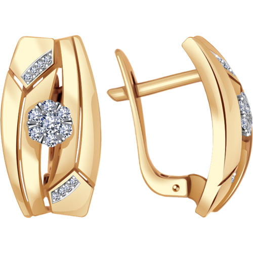 Серьги Diamant online, золото, 585 проба, бриллиант, длина 1.8 см.
