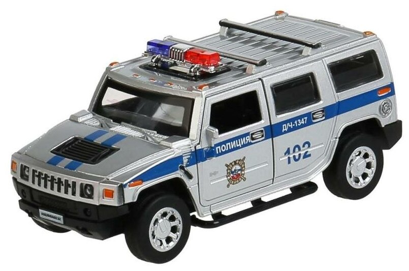 Инерционная металлическая модель - Полиция Hummer H2 12 см серебристая арт. HUM2-12POL-SR