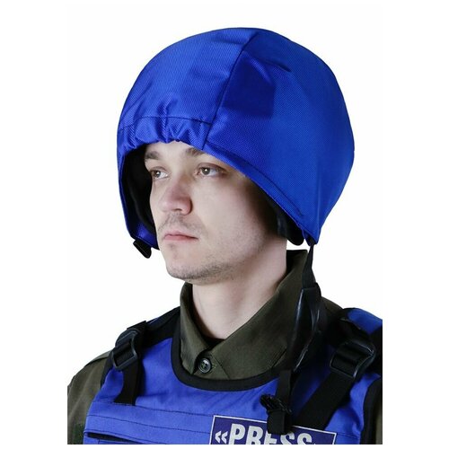 Противоосколочный шлем для прессы с усиленной лобовой пластиной по Бр1 классу. (Стандартный "Альфа", синий цвет)