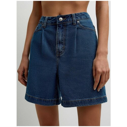 фото Бермуды zarina джинсовые, средняя посадка, карманы, размер s, голубой