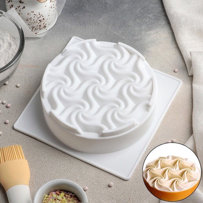 KONFINETTA Форма для муссовых десертов и выпечки KONFINETTA «Вихрь», 17,5×5,5 см, ячейка d=15 см, цвет белый