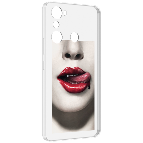 Чехол MyPads губы-вампирши для Infinix Hot 20i задняя-панель-накладка-бампер