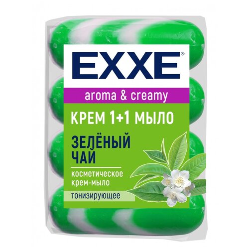 Мыло туалетное крем EXXE 1+1 Зеленый чай 90гр зеленое полосатое экопак 4ш/у крем мыло exxe 1 1 оливковое масло зеленое полосатое 80 г 2 шт
