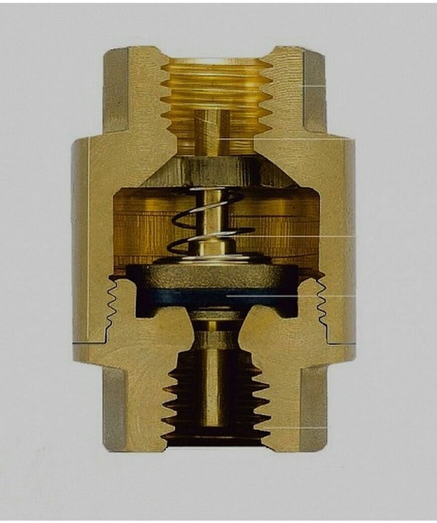 Обратный клапан с латунным штоком, 1/2"г/г (усиленный) - фотография № 4