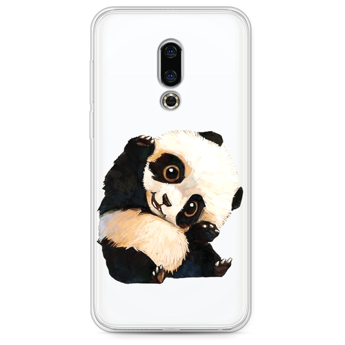 Силиконовый чехол на Meizu 16th / Мейзу 16th Большеглазая панда, прозрачный