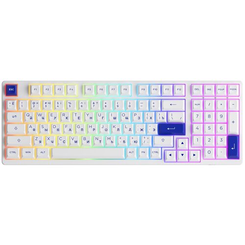 Игровая Клавиатура AKKO 3098B-White&Blue 3 Modes RGB Hot Swap Jelly Pink ASA profile/Русская раскладка