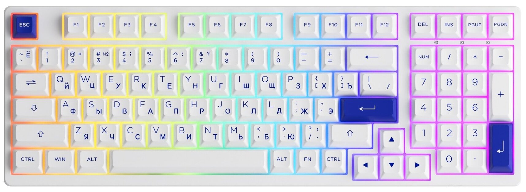 Игровая Клавиатура AKKO 3098B-White&Blue 3 Modes RGB Hot Swap Jelly Purple ASA profile/Русская раскладка