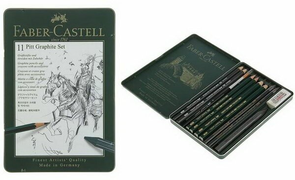 Специальный набор Faber-Castell Pitt Monochrome металлическая коробка 11 предметов - фото №9