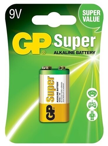 Батарейка GP Super Alkaline 9V Крона, 1 шт.