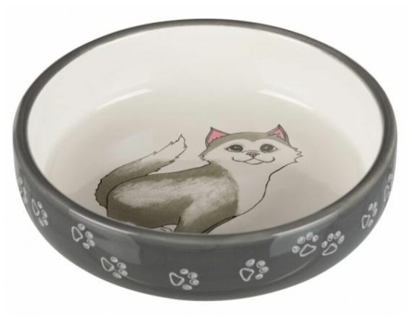 Миска для кошек Trixie Ceramic Bowl, размер 15см., серый - фотография № 4