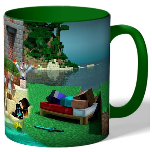 фото Кружка с рисунком по мотивам майнкрафт (minecraft) , остров, пляж коллаж drabs