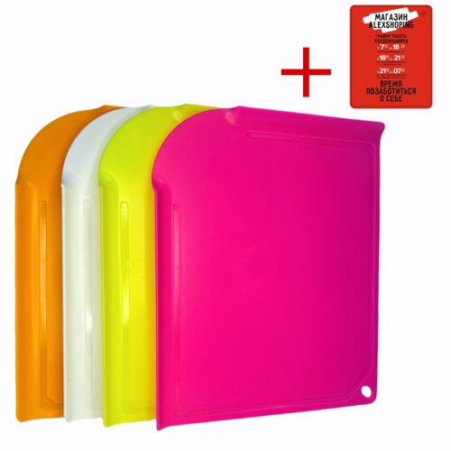 Доска разделочная пластиковая 34x28 цвет мультиколор, 1 шт + Авторский магнит AlexShoping на холодильник