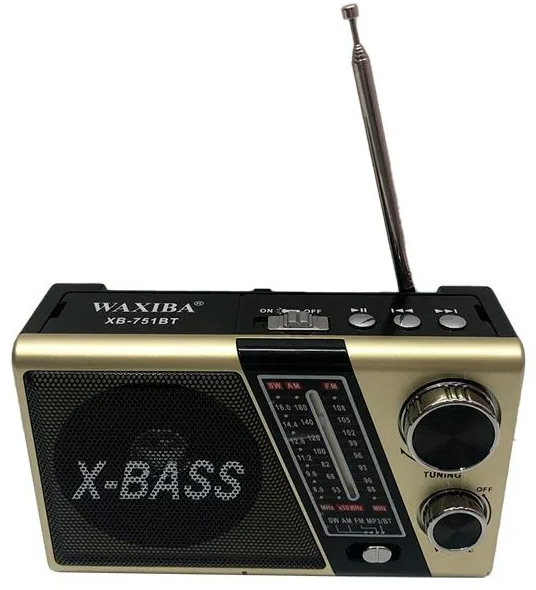 Радиоприемник Waxiba XB-751BT Wireless (USB/TF) фонарь, золото