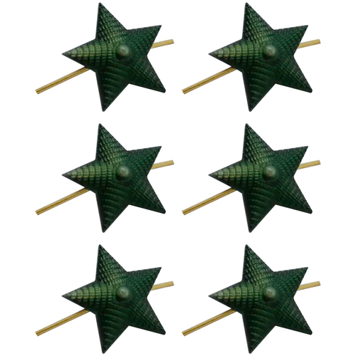 Звезда на погоны металлическая рифленая зеленая, 20мм, 6 шт.