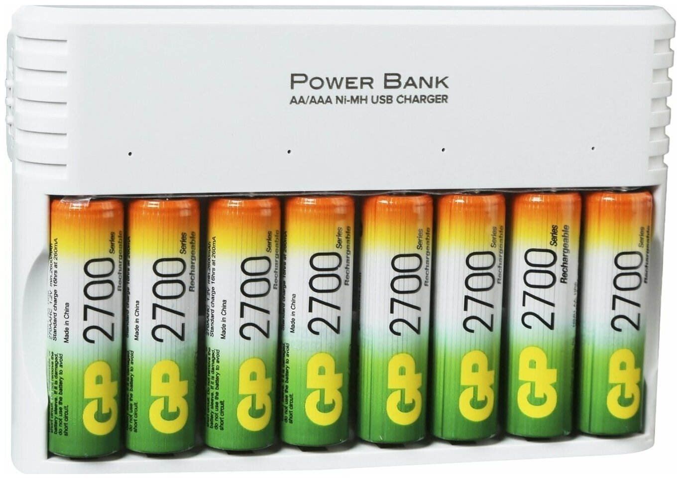 Аккумулятор + зарядное устройство GP PowerBank 270AAHC/CPBXL-2CR8 AA NiMH 2700mAh (8) блистер