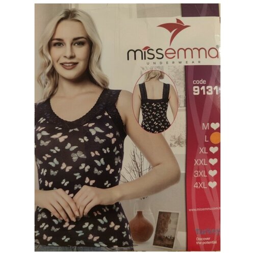 фото Майка с бабочками missemma темно-синяя размер xl miss emma