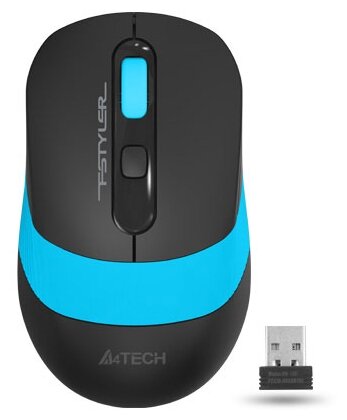 Мышь беспроводная A4Tech Fstyler FG10S black/blue (USB, оптическая, 2000dpi, 4but, silent) (FG10S BLUE)