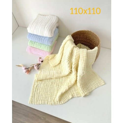 Муслиновый плед детский, одеяло для новорожденных, пеленка детская 110*110