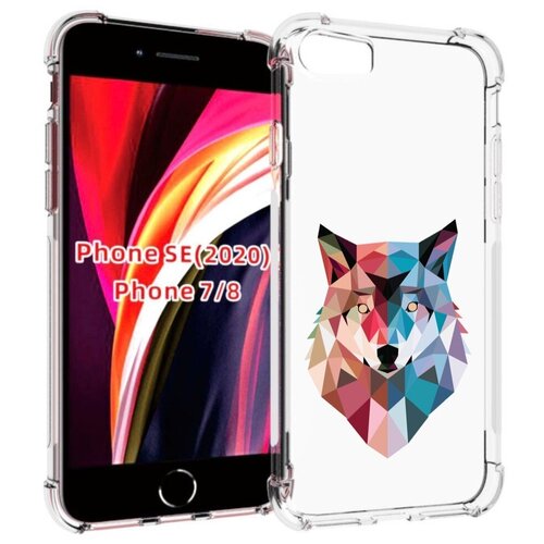 Чехол MyPads Геометрический-волк для iPhone 7 4.7 / iPhone 8 / iPhone SE 2 (2020) / Apple iPhone SE3 2022 задняя-панель-накладка-бампер чехол mypads радужный волк для iphone 7 4 7 iphone 8 iphone se 2 2020 apple iphone se3 2022 задняя панель накладка бампер