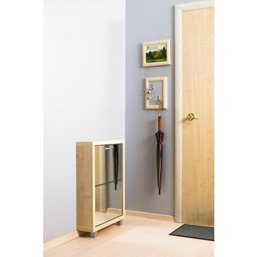 Шкаф обувной Люкс, Клён 2 секции, фасад зеркало