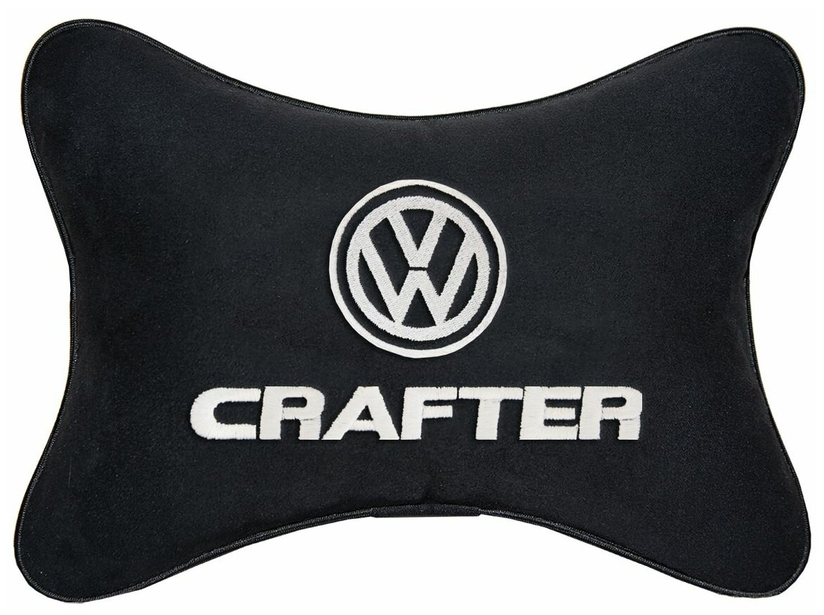 Подушка на подголовник алькантара Black с логотипом автомобиля VOLKSWAGEN CRAFTER