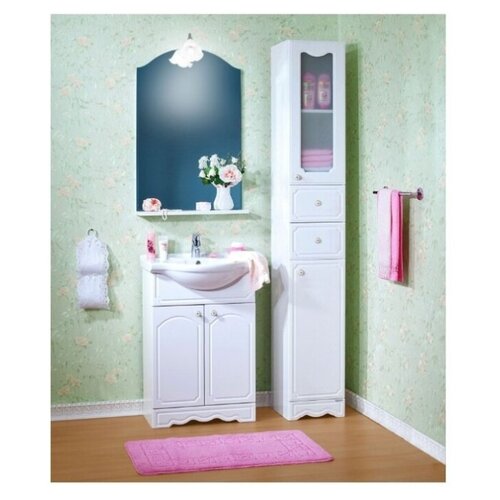 фото Тумба с раковиной для ванной лючия 60 белый глянец умывальник в комплекте. бриклаер