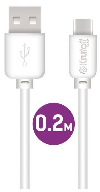 Krutoff / Кабель USB Type-C Krutoff Classic (0,2m) белый