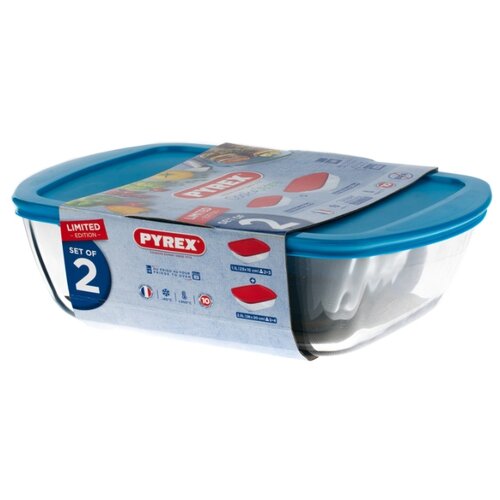 фото Набор 2пр прямоугольных форм c крышкой cook & store 28х20см и 23x15см pyrex