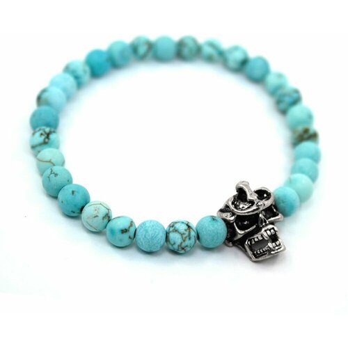 фото Handinsilver ( посеребриручку ) браслет из матовой бирюзы 6мм с черепом