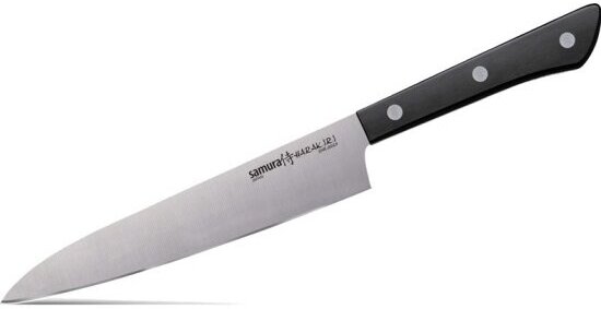 Нож кухонный универсальный Samura HARAKIRI SHR-0023B, 150 мм, коррозионно-стойкая сталь, ABS пластик, черная рукоять