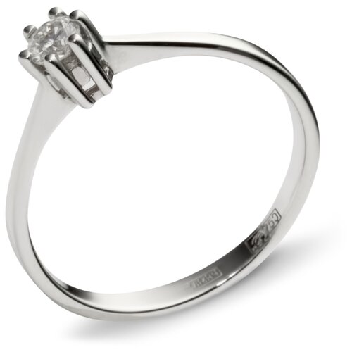 фото Эстет кольцо с 1 бриллиантом из белого золота 750 пробы 01к673071, размер 18