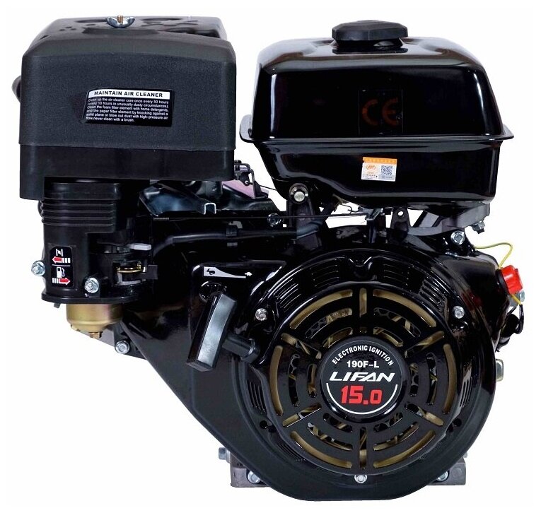 Двигатель бензиновый Lifan 190F-L D25 (15л. с, 420куб. см, вал 25мм, ручной старт)
