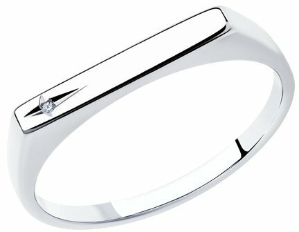 Кольцо Diamant online, серебро, 925 проба, родирование, бриллиант
